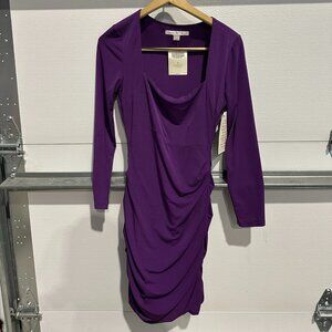 Boston Proper Purple Ruched Bodycon Dress Size 6 NWT